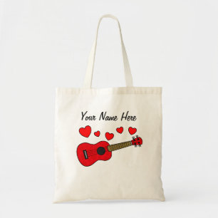 Ukulele Hearts Uke Player Musician Custom Tote Bag