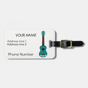 Ukulele Hibiscus Luggage Tag