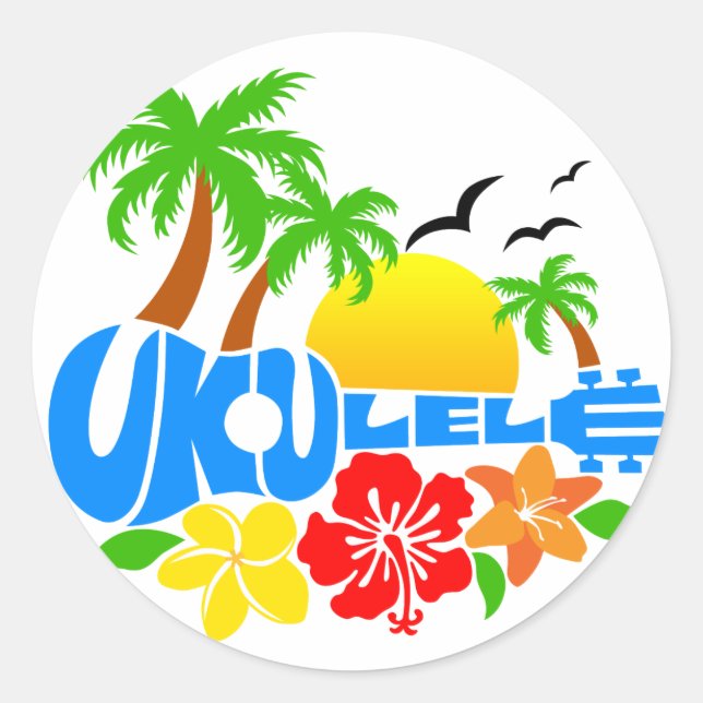 Ukulele Island Logo Classic Round Sticker (Front)
