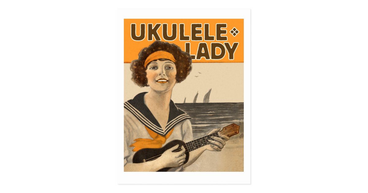Ukulele Lady 2 Postcard Zazzle.co.uk