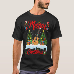 Ukulele Lights Xmas Tree Santa Ukulele Christmas T-Shirt