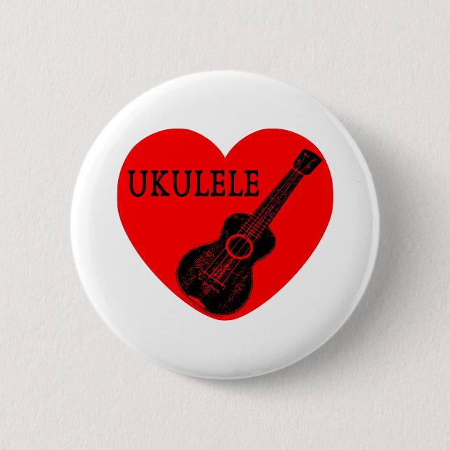 Ukulele Love 6 Cm Round Badge (Front)