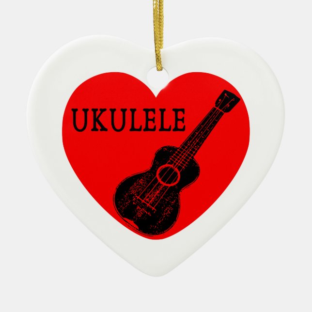 Ukulele Love Ceramic Tree Decoration (Front)