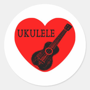 Ukulele Love Classic Round Sticker