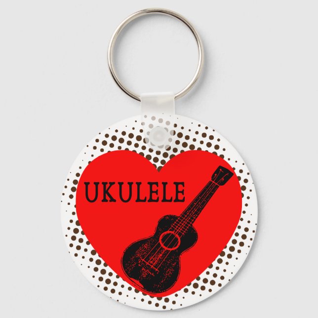 Ukulele Love Dot Pattern Keychain (Front)