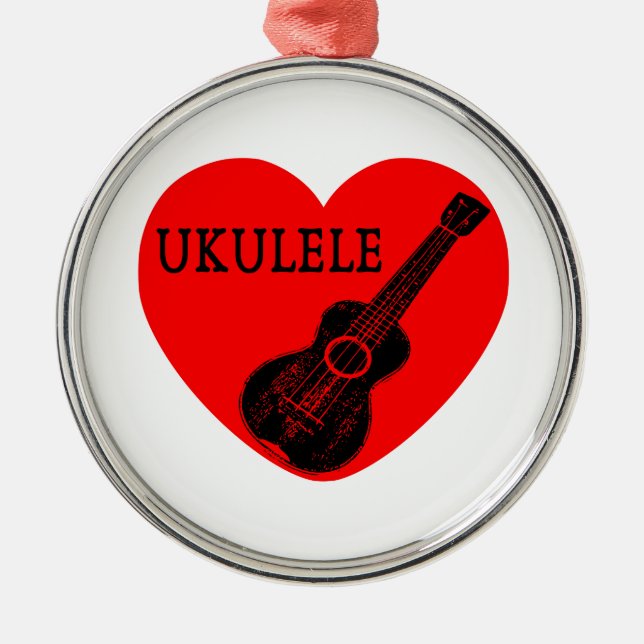 Ukulele Love Metal Tree Decoration (Front)