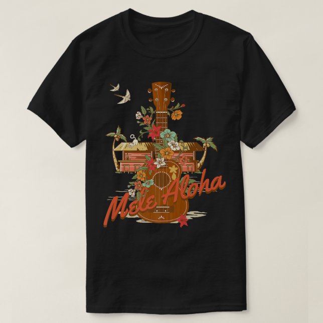 Ukulele Mele Aloha Hawaii for Island Music Lovers  T-Shirt (Design Front)
