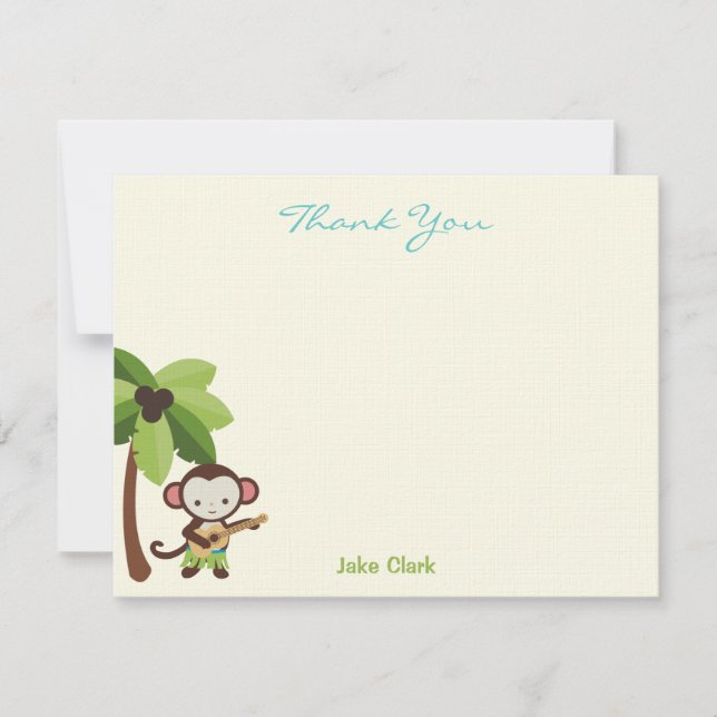 Ukulele Monkey Thank You Card (Front)