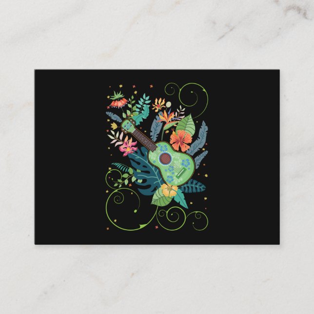 Ukulele Music Flowers Hawaii Business Card (Front)