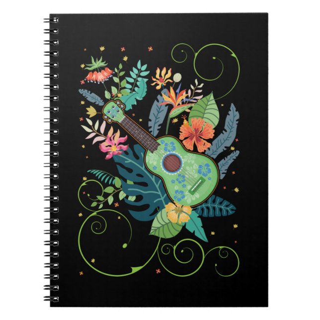 Ukulele Music Flowers Hawaii Notebook (Front)