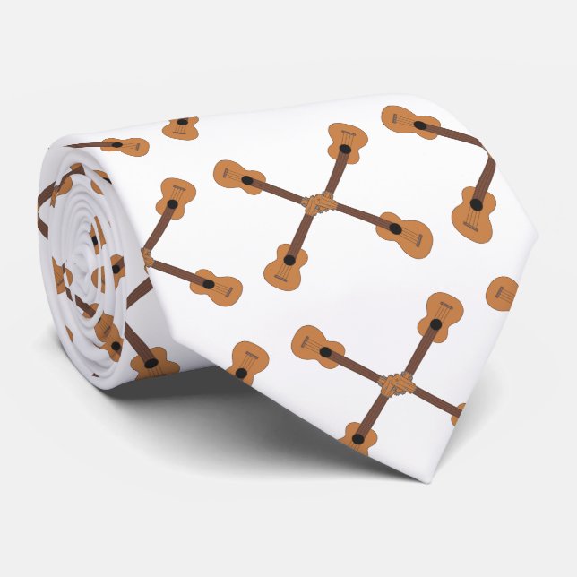 Ukulele Music Instrument (white) Tie (Rolled)