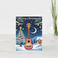 Ukulele Musical Instrument Snow Tree Christmas