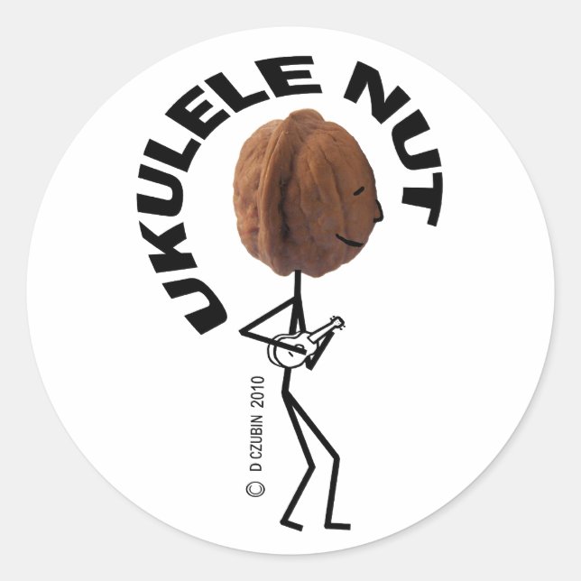 Ukulele Nut Classic Round Sticker (Front)