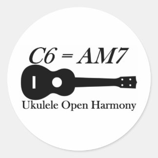 Ukulele Open Chords Classic Round Sticker