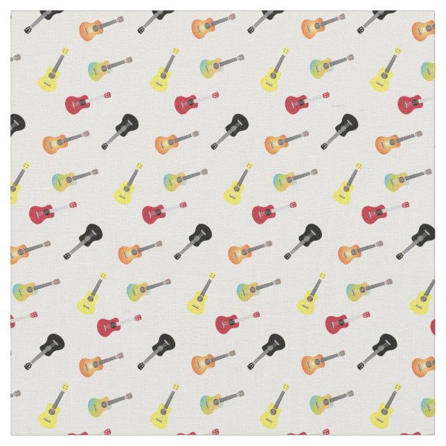 Ukulele Pattern Simple & Cute Musical Fabric (Close Up)
