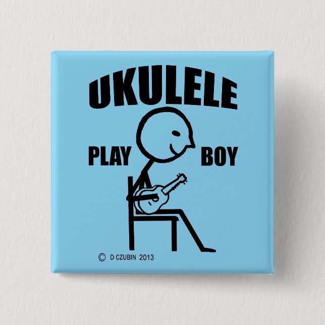Ukulele Play Boy 15 Cm Square Badge (Front)