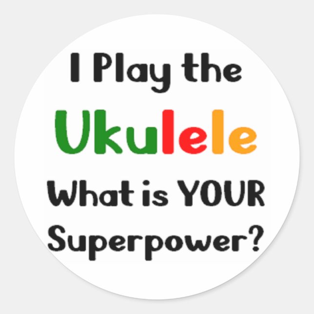 ukulele player classic round sticker (Front)
