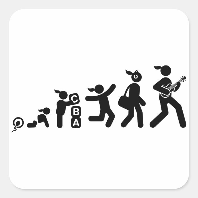 Ukulele Player Square Sticker (Front)