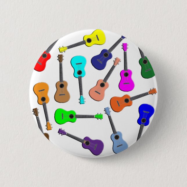 Ukulele Rainbow 6 Cm Round Badge (Front)