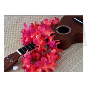 Ukulele & Red Flower Lei