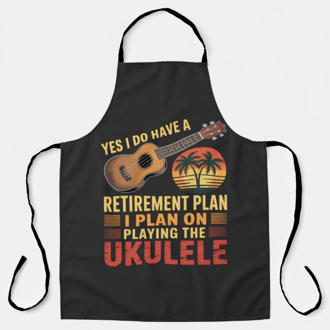 Ukulele Retirement Plan Funny Apron (Front)