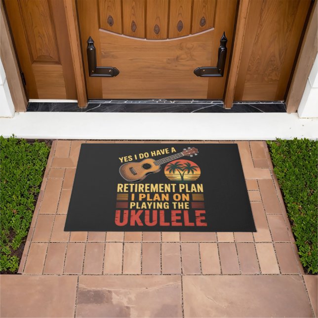 Ukulele Retirement Plan Funny Doormat (Outdoor)