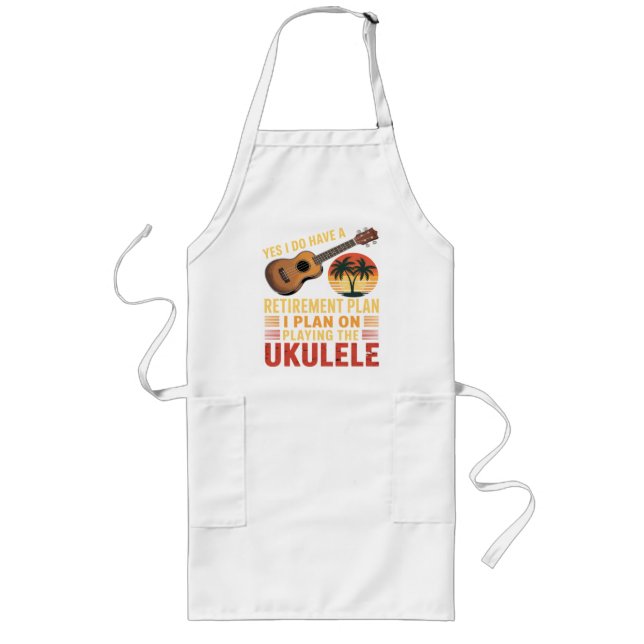 Ukulele Retirement Plan Funny Long Apron (Front)