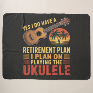 Ukulele Retirement Plan Funny Sherpa Blanket