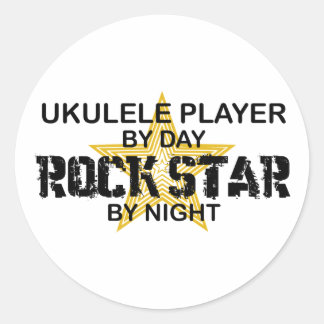 Ukulele Rock Star by Night Classic Round Sticker