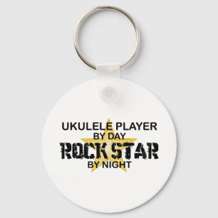 Ukulele Rock Star by Night Key Ring