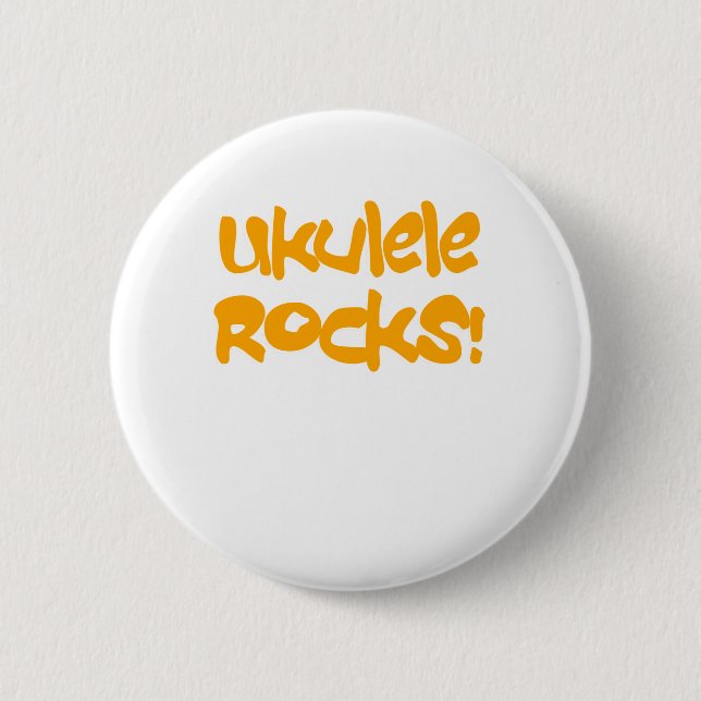 Ukulele Rocks! 6 Cm Round Badge (Front)