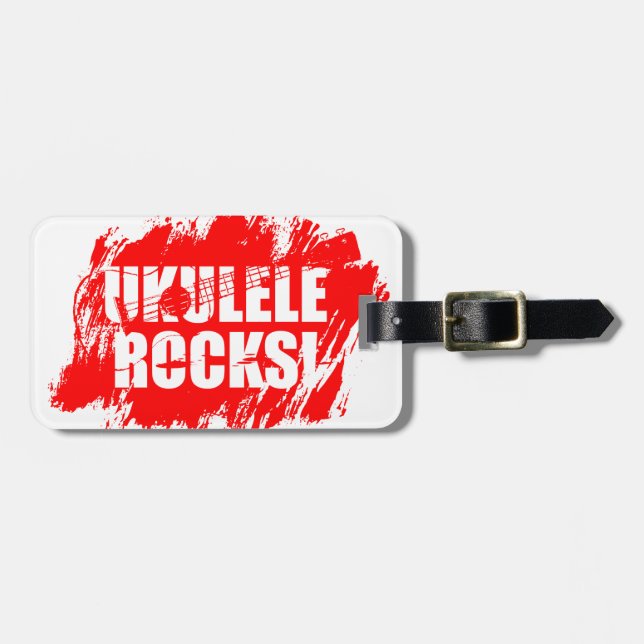 Ukulele Rocks! Luggage Tag (Front Horizontal)