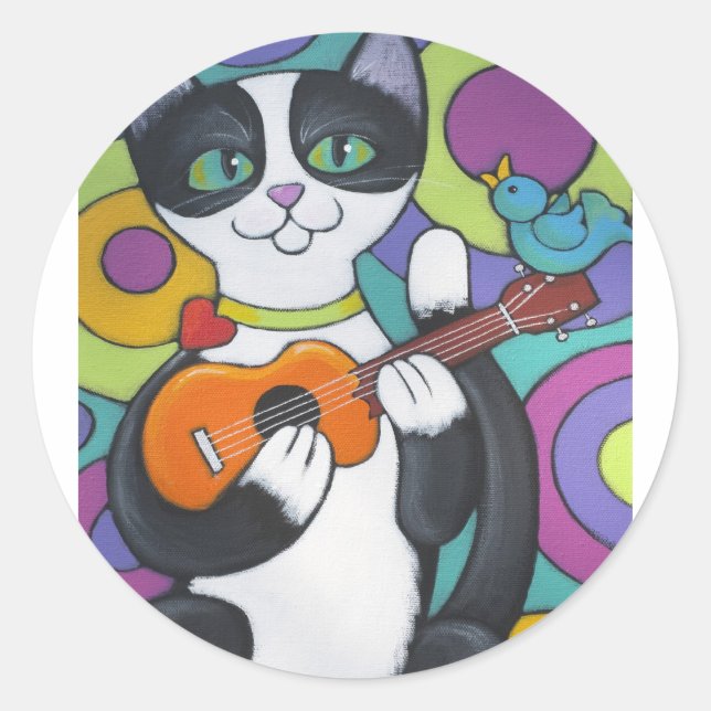 Ukulele Serenade Classic Round Sticker (Front)