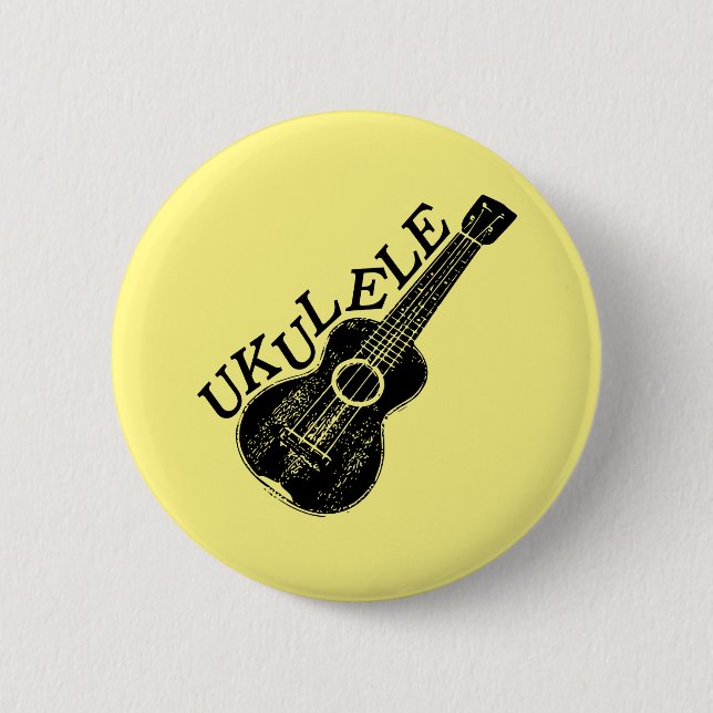 Ukulele Text And Image 6 Cm Round Badge (Front)