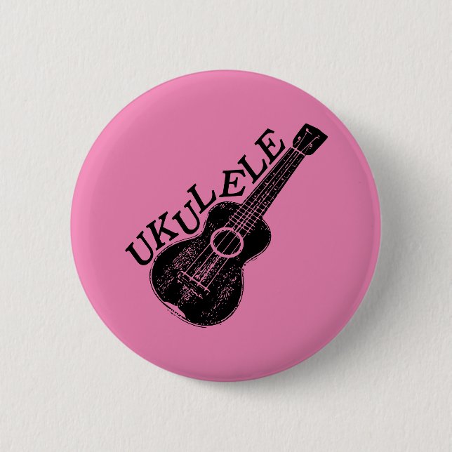 Ukulele Text And Image 6 Cm Round Badge (Front)
