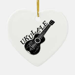 Ukulele Text And Image Ceramic Tree Decoration
