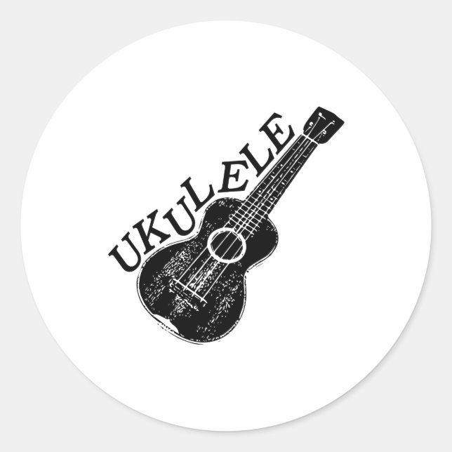 Ukulele Text And Image Classic Round Sticker (Front)