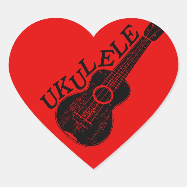 Ukulele Text And Image Heart Sticker (Front)
