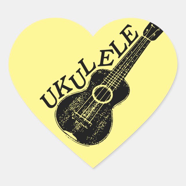 Ukulele Text And Image Heart Sticker (Front)
