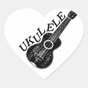 Ukulele Text And Image Heart Sticker