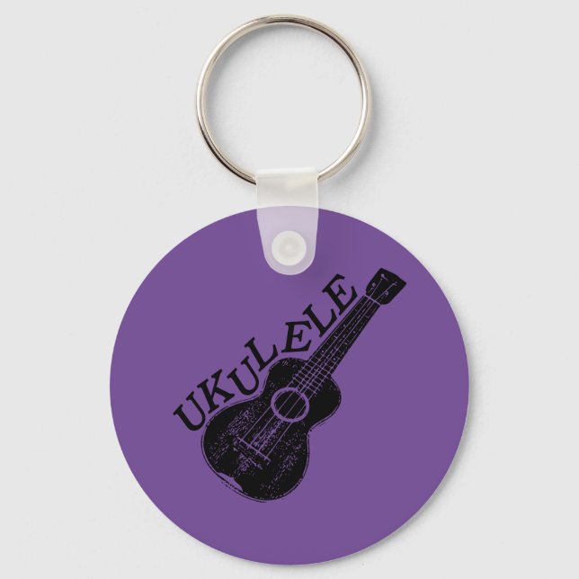 Ukulele Text And Image Key Ring (Front)
