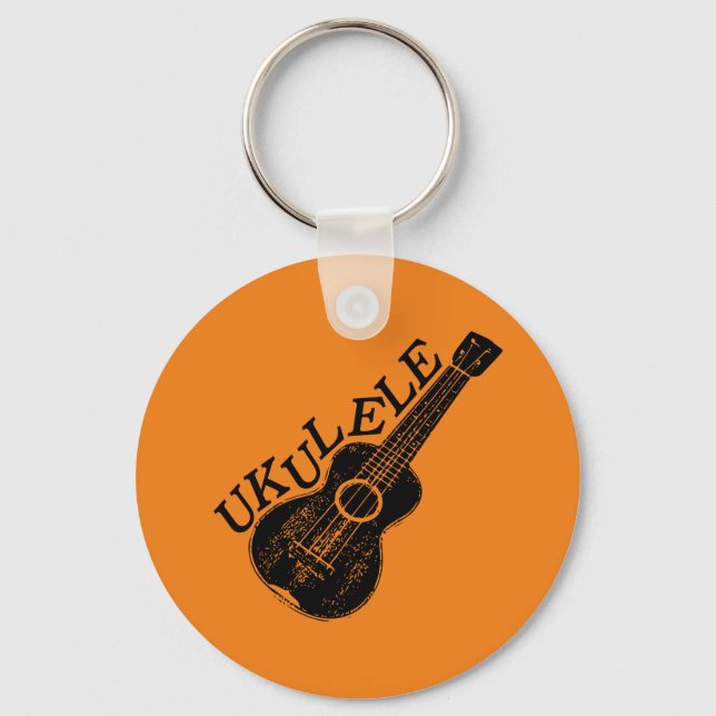 Ukulele Text And Image Key Ring (Back)