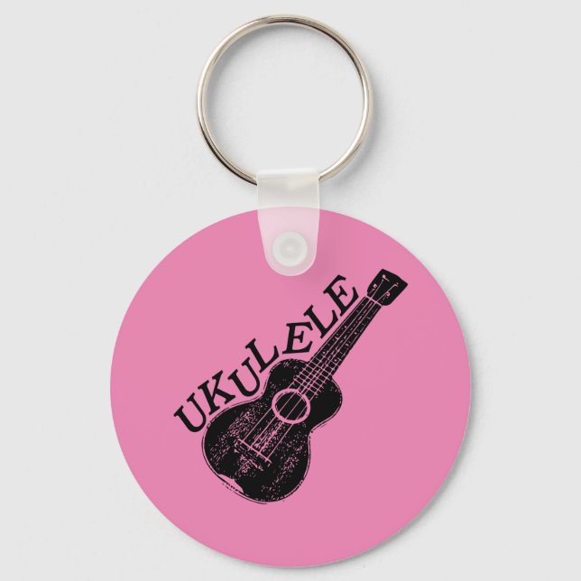 Ukulele Text And Image Key Ring (Front)