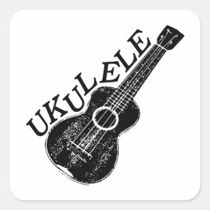 Ukulele Text And Image Square Sticker