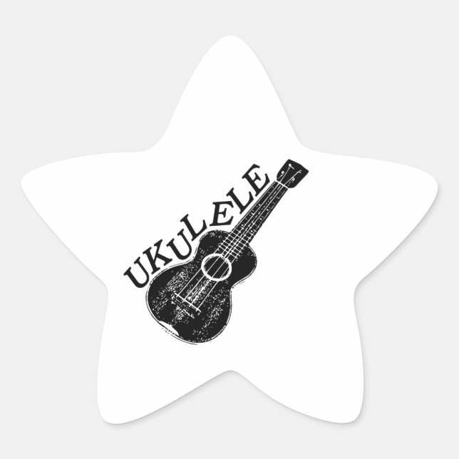 Ukulele Text And Image Star Sticker (Front)
