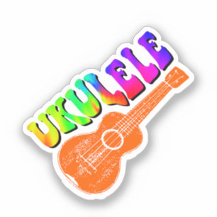 Ukulele Tie Dye Groovy Text Art