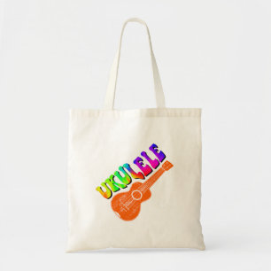 Ukulele Tie Dye Groovy Text Art Tote Bag