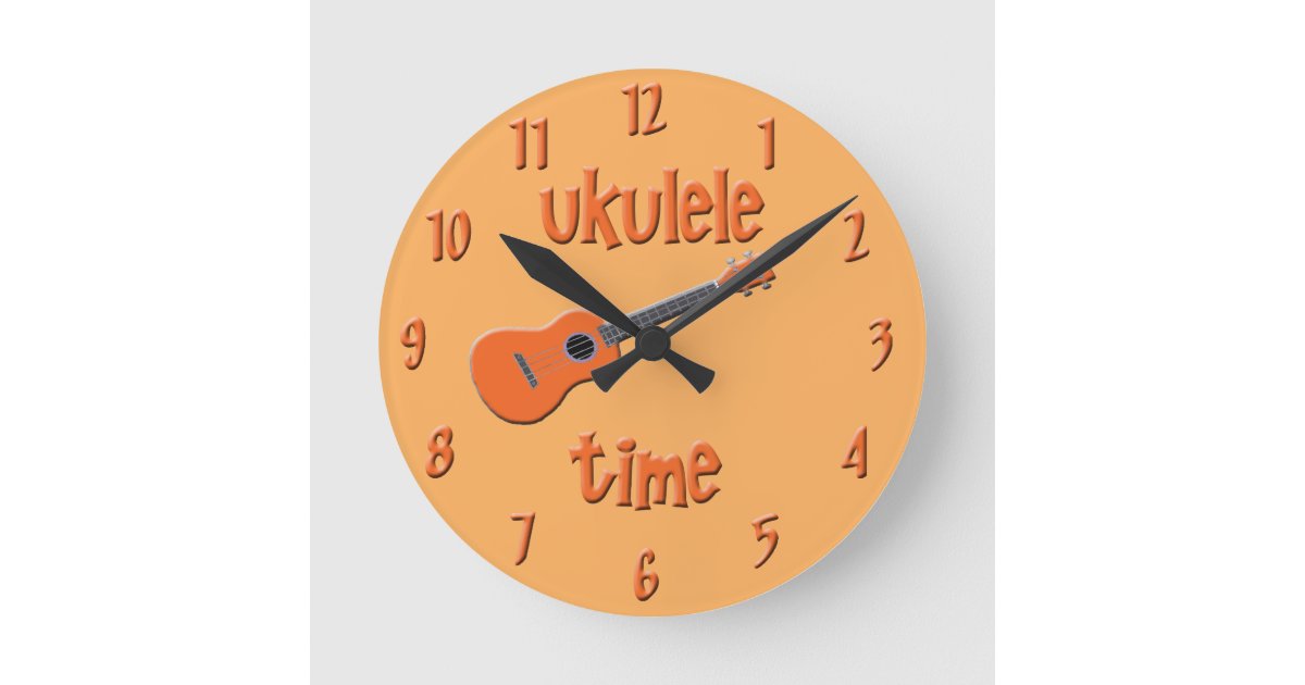 ukulele time round clock Zazzle