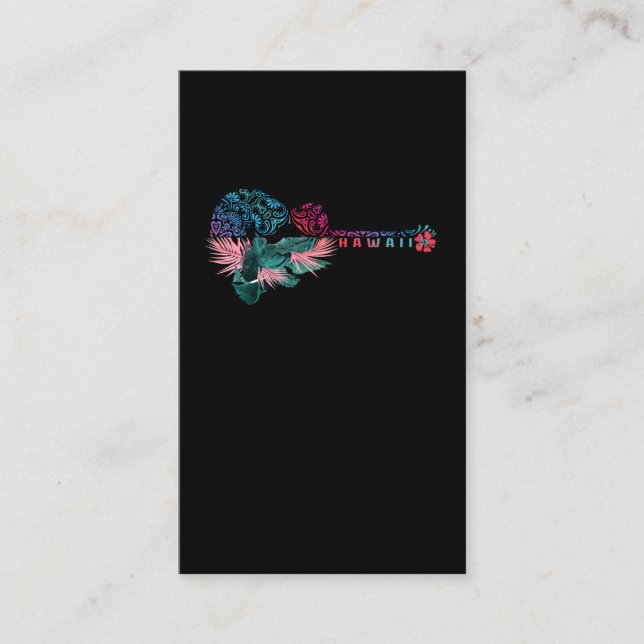 Ukulele Tribal Flower Aloha Guitar Hawaii Business Card (Front)