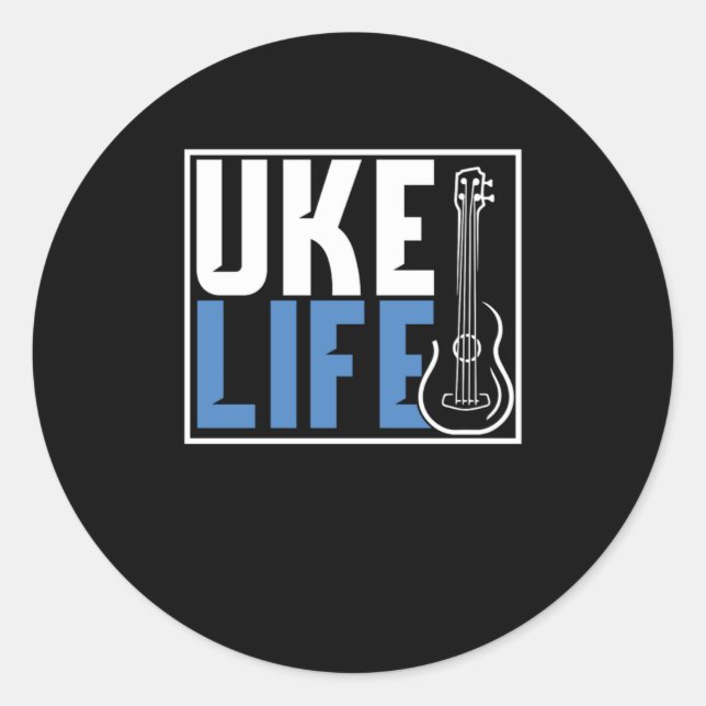 Ukulele Uke Guitar Music Guitarist Acoustic Gift Classic Round Sticker (Front)